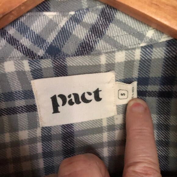 Pact Top Plaid Organic Cotton Button Up Flannel Sz S Pockets Soft Cozy - Picture 3 of 8